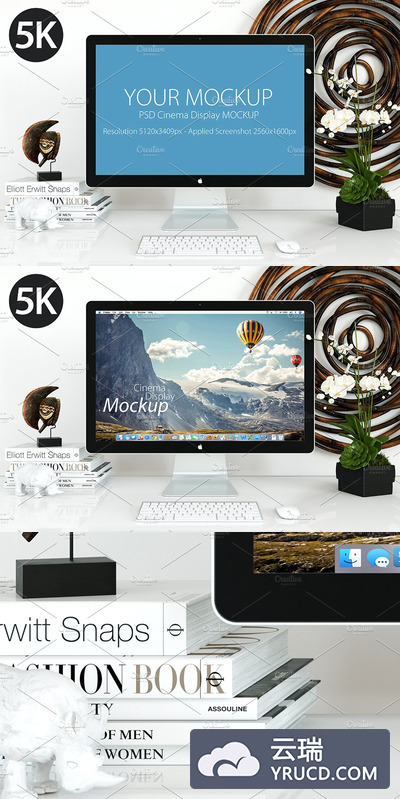 5K高清iMac一体机样机 Cinema Display Mockup 5k (1 PSD)