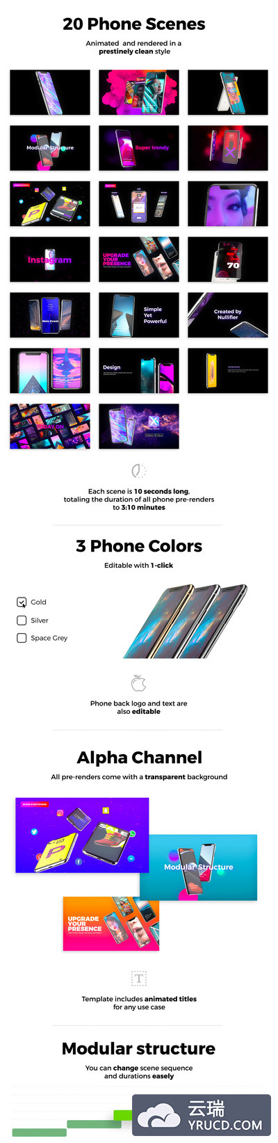 时尚的动感的iPhone XS样机手机APP产品介绍视频AE模板下载 [AEP,3GB+,无插件]