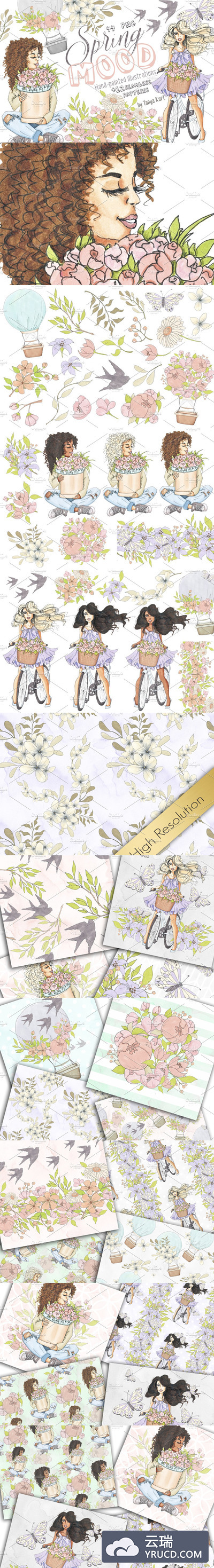 春季情调水彩插画合集 Spring Mood Design Kit