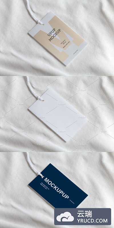 服装吊牌标签白色样机模板 Clothes label tag blank white mockup