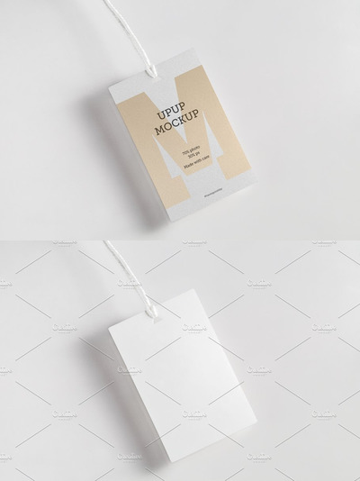 服装吊牌标签样机模板 Clothes label tag blank white mockup