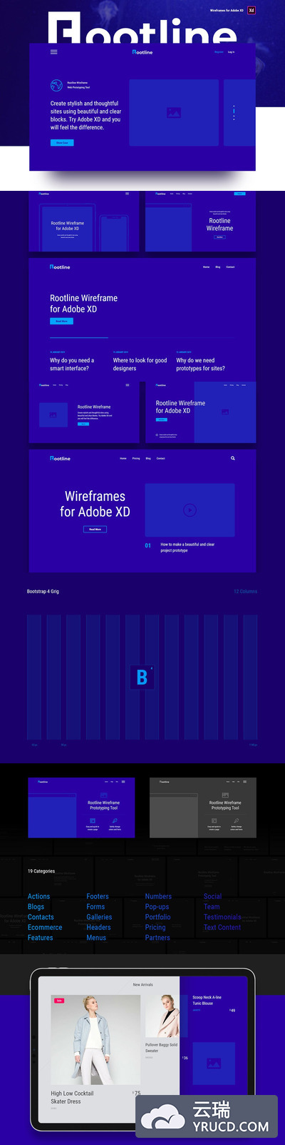 时尚高端多用途的标准线框图UI KITS
