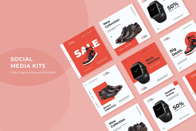 时尚高端简约多用途的电子商务电商打折促销SALE社交媒体海报banner着陆页设计模板