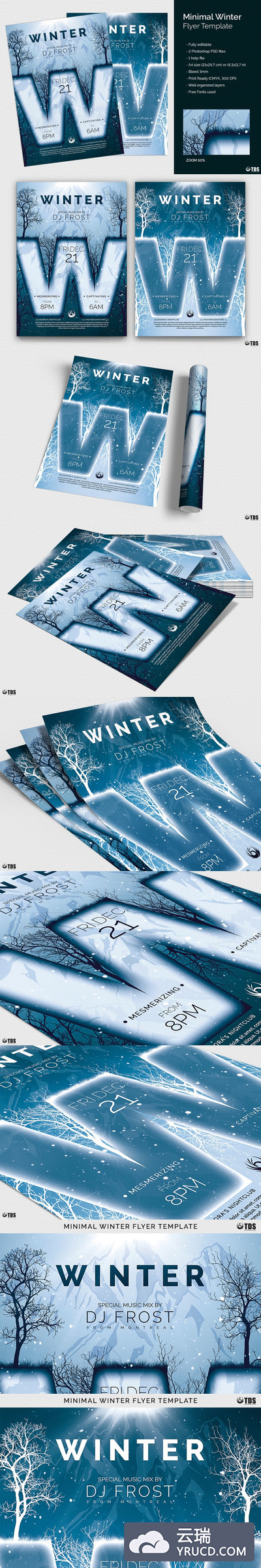 极简主义冬季海报模板 Minimal Winter Flyer PSD