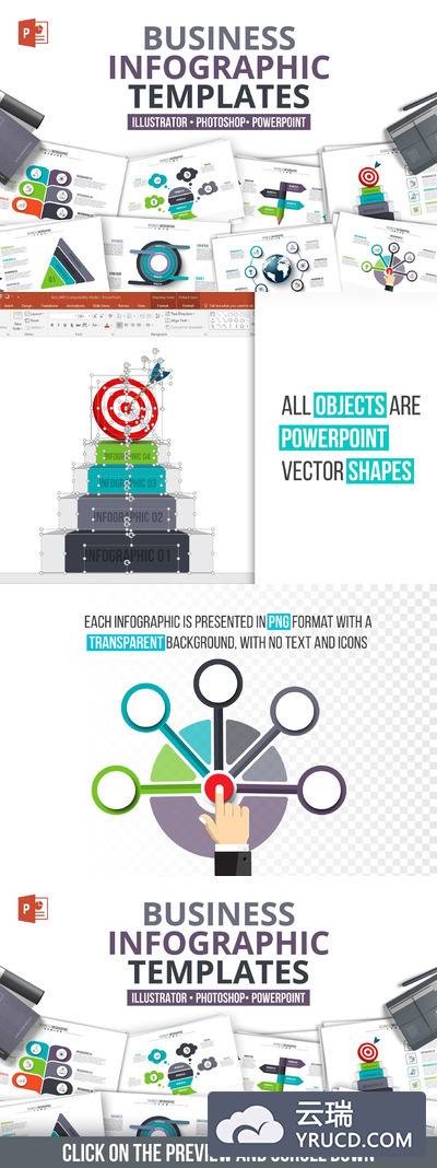 商业企业信息图表幻灯片模板素材 Business powerpoint infographics