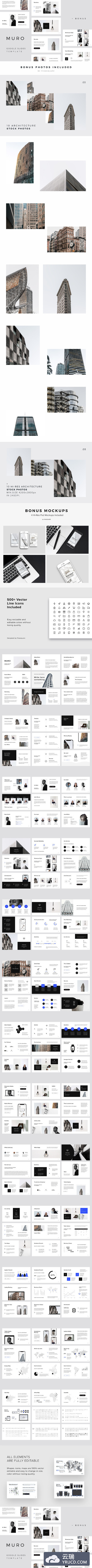 时尚谷歌幻灯片模板 MURO - Google Slides Template +Bonus