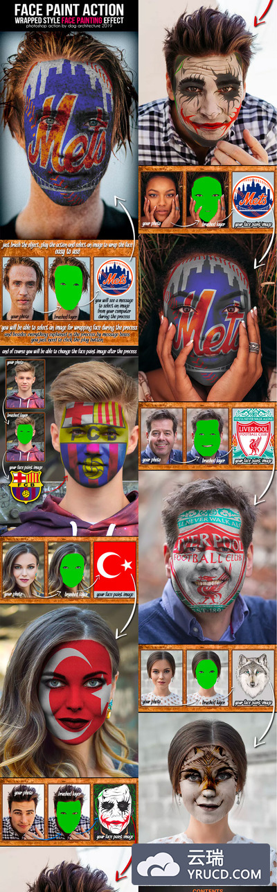 脸部节日庆祝纹样设计展示样机下载 [PSD]