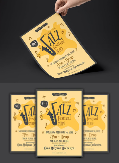 清新高端时尚多用途爵士音乐海报宣传单DM设计模板