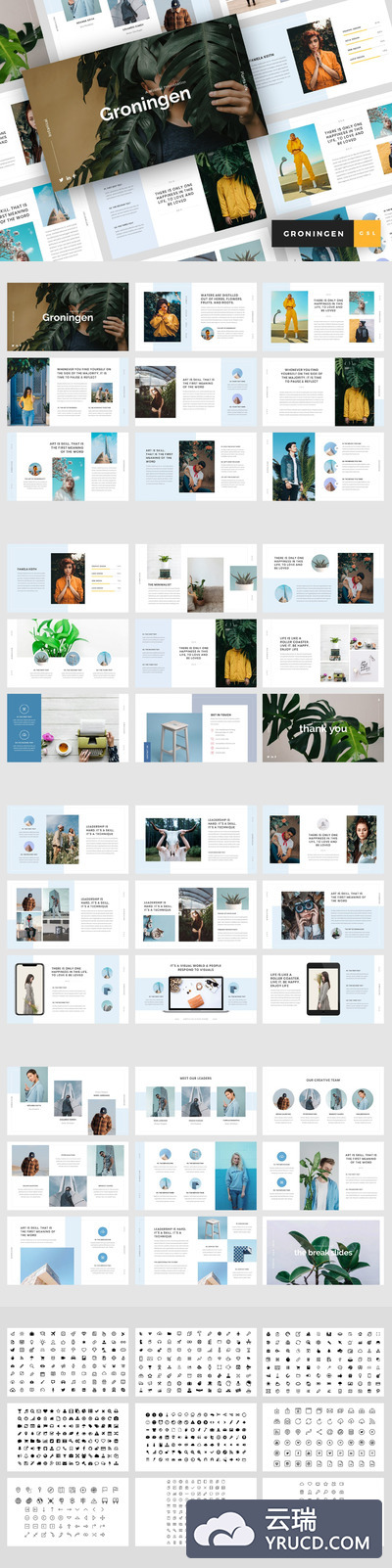 优雅高端时尚简约清新高品质Google Slide谷歌幻灯片powerpoint演示模板（pptx）
