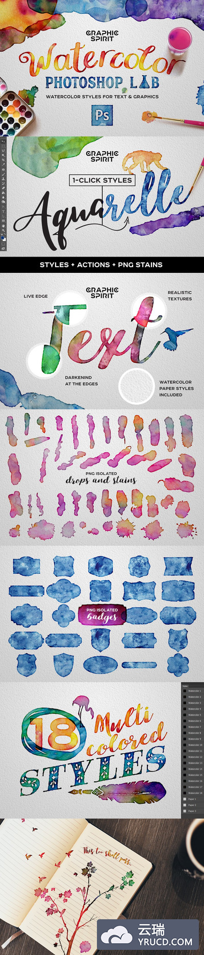 Photoshop的水彩样式 WATERCOLOR Styles For Photoshop