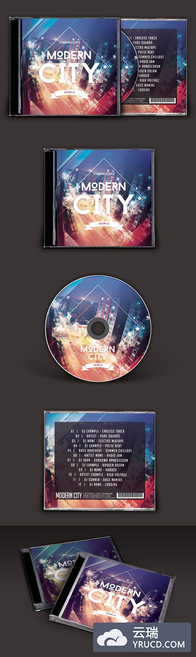 现代酷炫CD封面模板 Modern City CD Cover Artwork