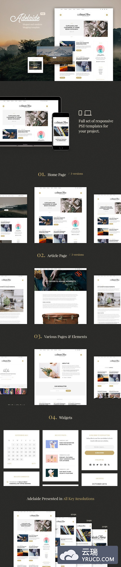 生活方式PSD模板 Adelaida Lifestyle PSD Template