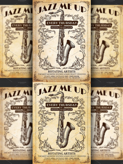 爵士海报传单模板 Jazz Poster Flyer Template