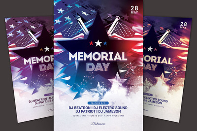 美国独立日海报模板 Memorial Day Flyer Template