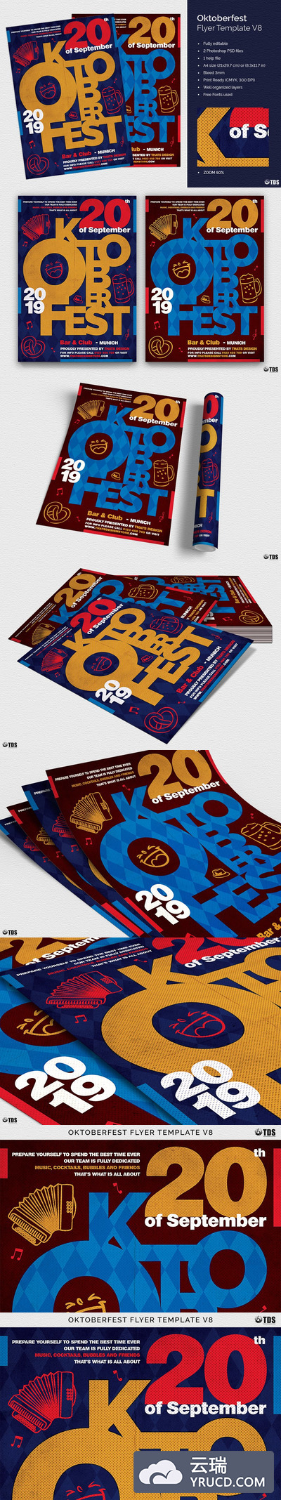 啤酒节传单PSD模板v8 Oktoberfest Flyer PSD V8