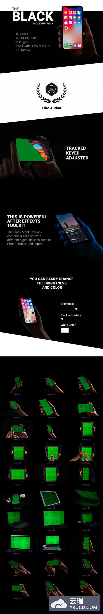 手持苹果设备（iPhone X\iPad\Macbook Pro）动态AE视频样机模板下载[ AEP ]