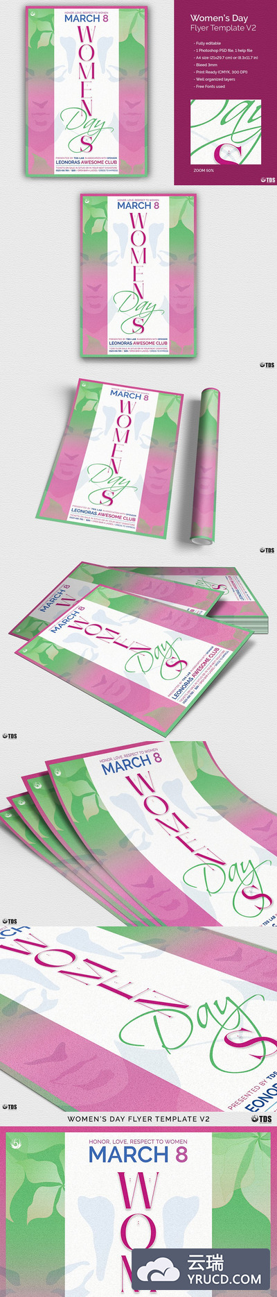 38妇女节海报模板 Womens Day Flyer PSD V2