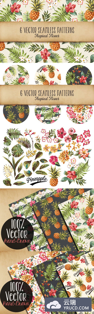 无缝热带图案背景纹理 Seamless tropical patterns Vol.2