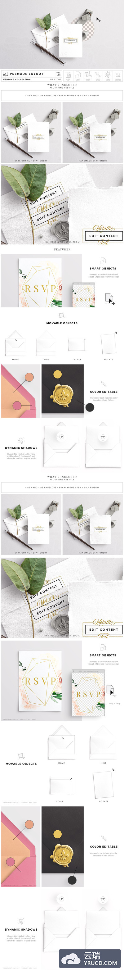 邀请函与信封样机模板 Invite & Envelope Mockup