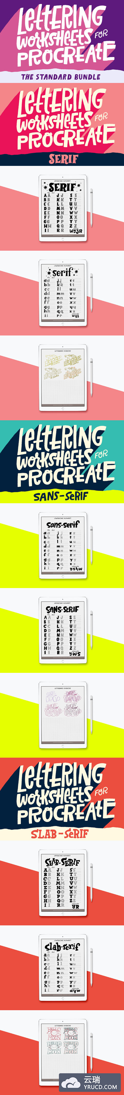 可爱风格手写字体图形笔刷 The Standard Bundle Pack