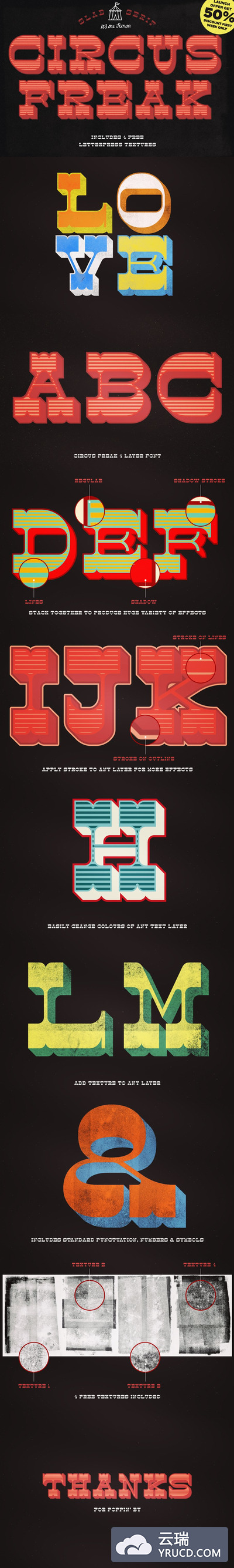 马戏团怪异英文字体 Circus Freak font chromatic typeface