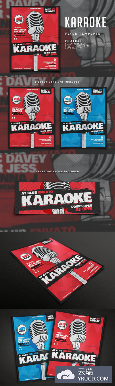 卡拉OK音乐主题传单模板 Karaoke Flyer Template