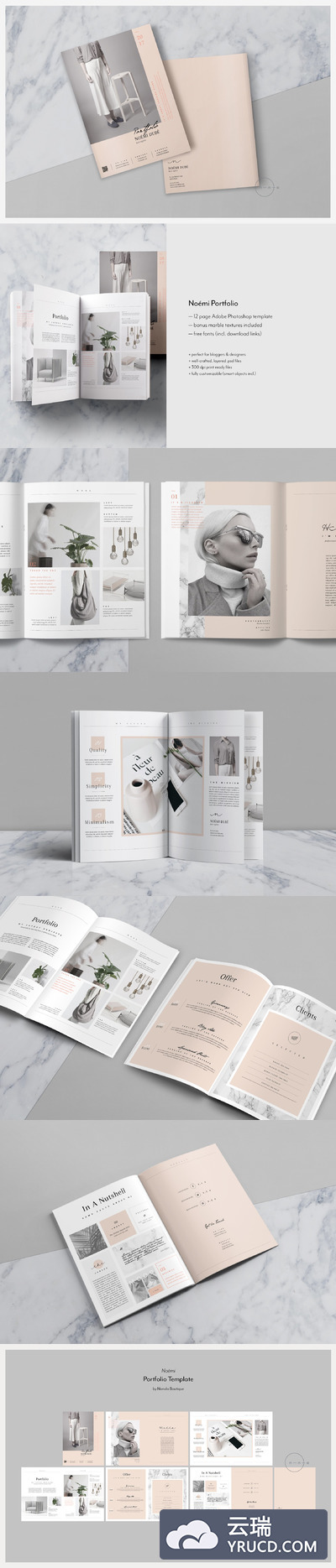 时尚干净的画册模板 Editorial Portfolio PSD • Noémi