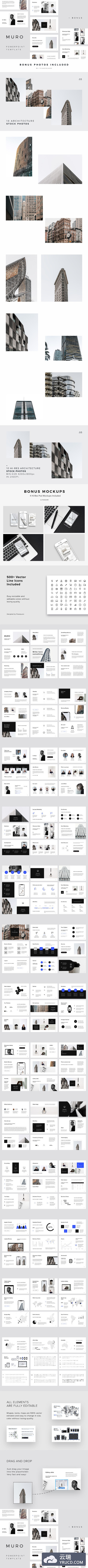 现代简约PPT幻灯片模板 MURO - Powerpoint Template + Bonus