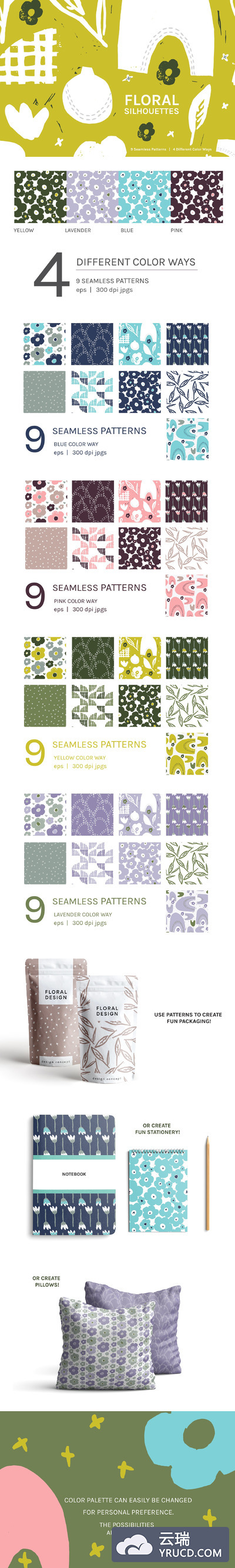 花卉无缝图案背景纹理 Floral Silhouette | Seamless Pattern