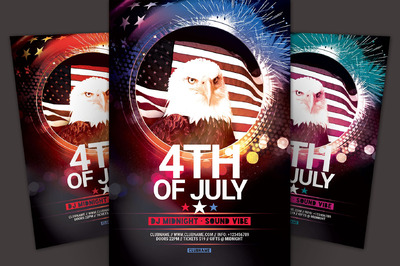 美国国庆传单模板 4th of July Flyer Template