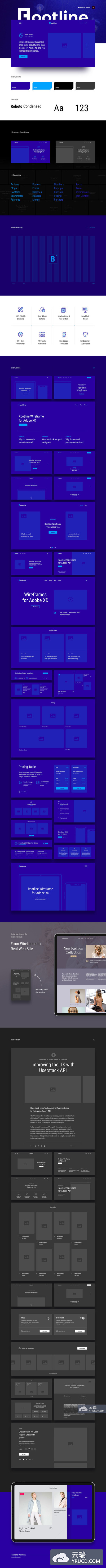 公司产品和服务套餐介绍全套官网原型线框图UI KIT套装模板下载 [XD,PSD]