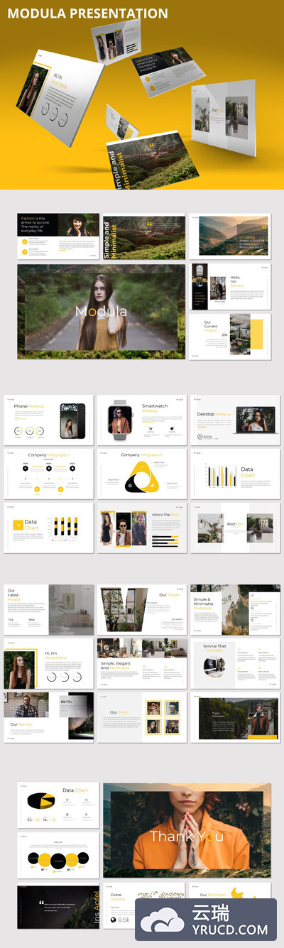 时尚简约优雅高端简洁北欧风格powerpoint幻灯片演示模板（pptx）