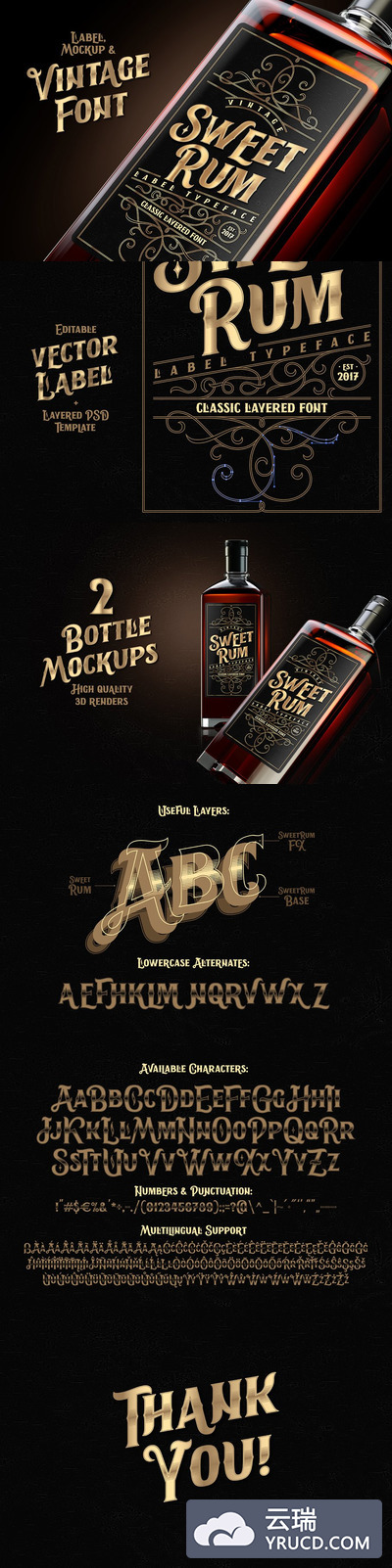 复古字体设计集 Sweet Rum design set