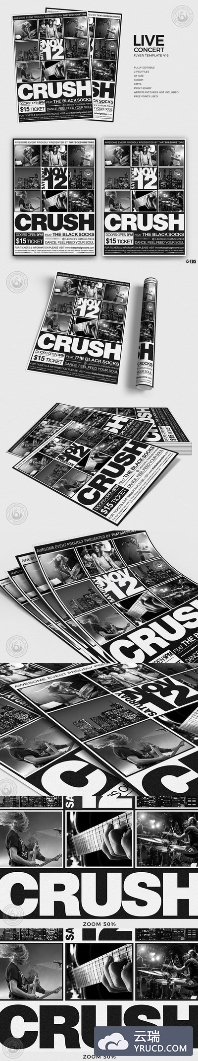 现场音乐会海报模板 Live Concert Flyer PSD V16