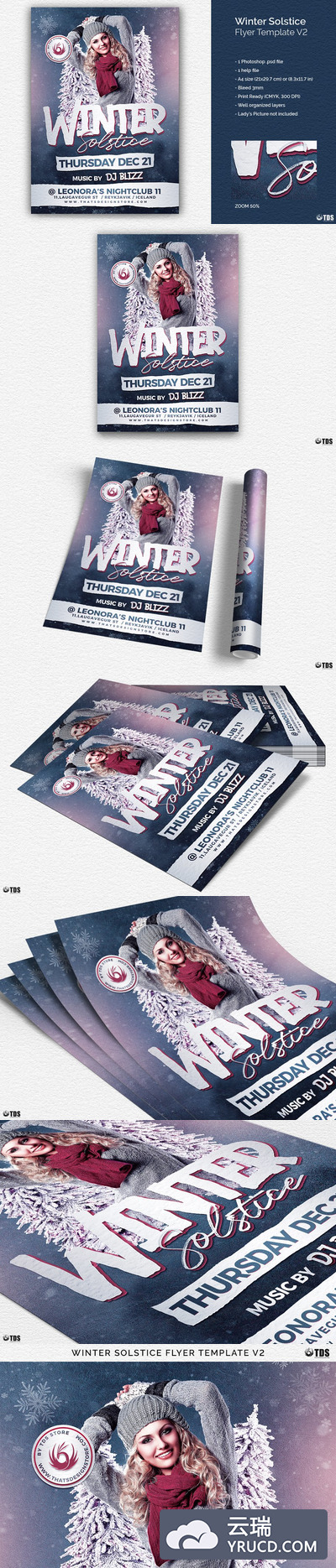 冬至传单PSD V2 Winter Solstice Flyer PSD V2