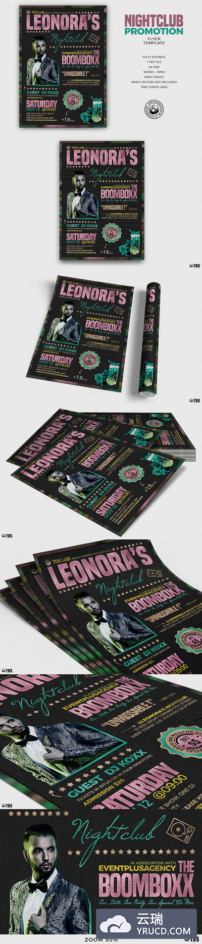 夜店促销传单模板 Nightclub Promotion Flyer PSD