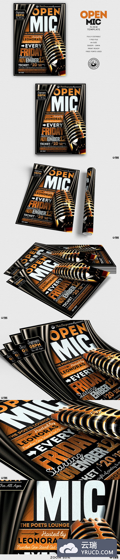 音乐海报模板 Open Mic Flyer PSD