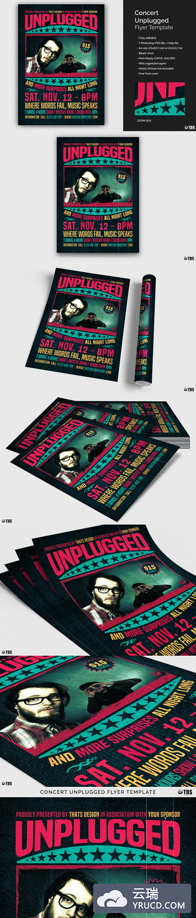 音乐会海报模板 Concert Unplugged Flyer PSD