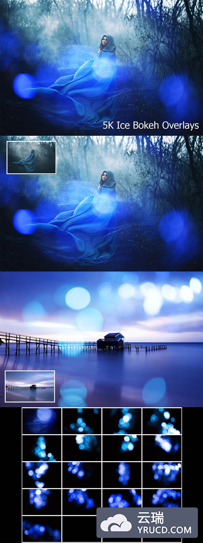 魔幻冰雪覆盖背景纹理 5K Ice Bokeh Overlays