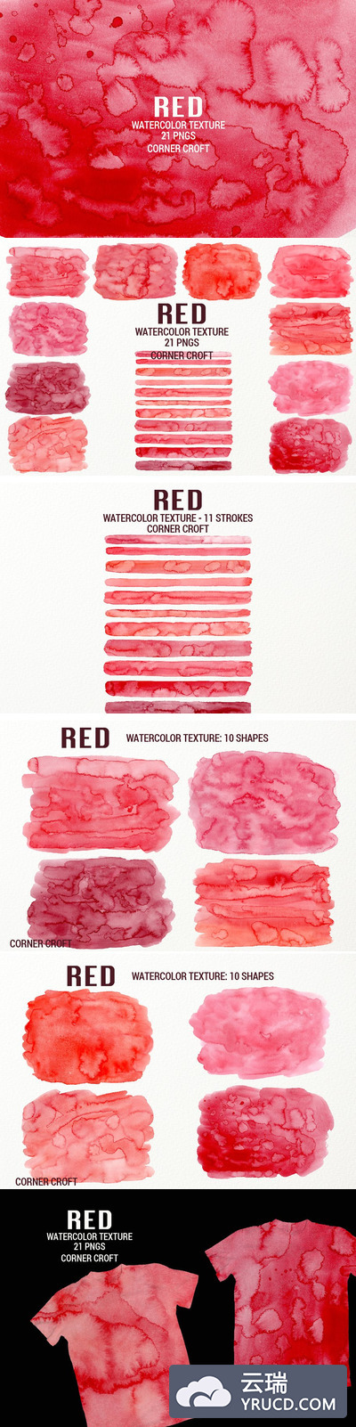 红色水彩背景纹理 Watercolor Texture Red