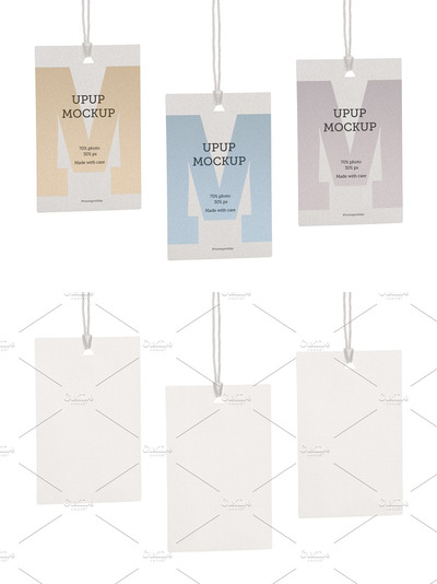 服装吊牌标签样机 Clothes label tag blank white mockup