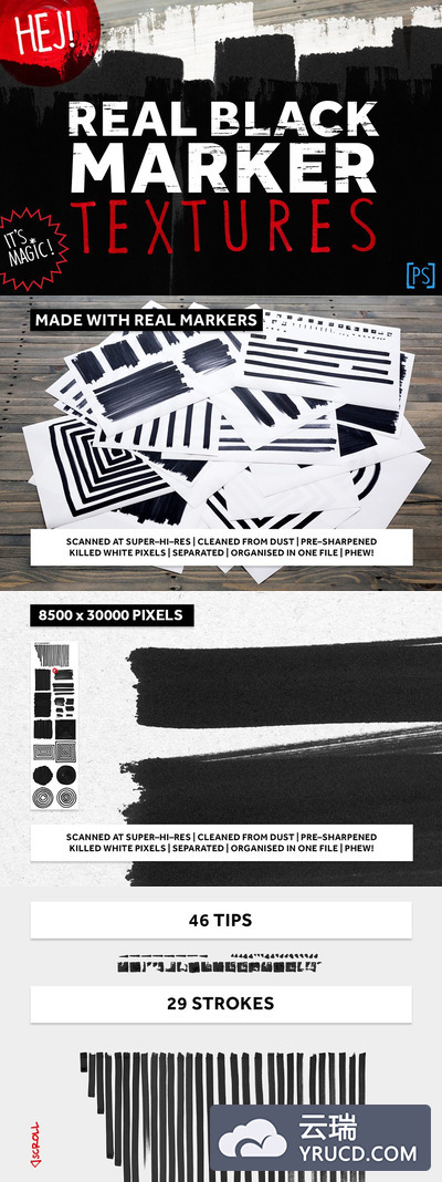 黑色记号笔笔画背景纹理 REAL BLACK MARKER TEXTURES