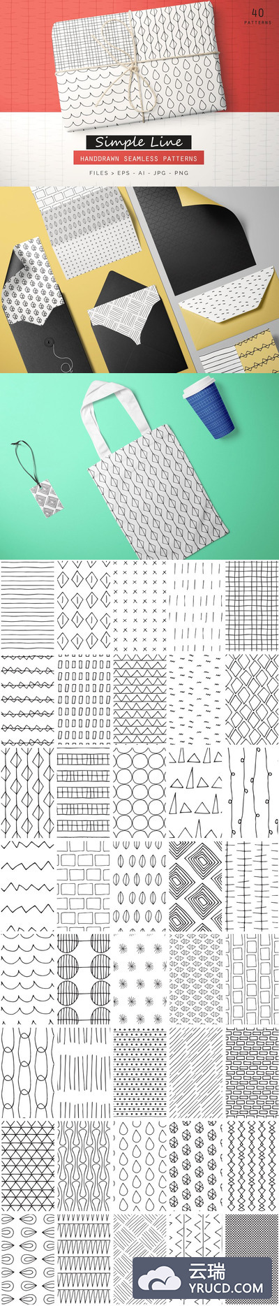 简单手绘线型背景纹理 Simple Line Handdrawn Patterns