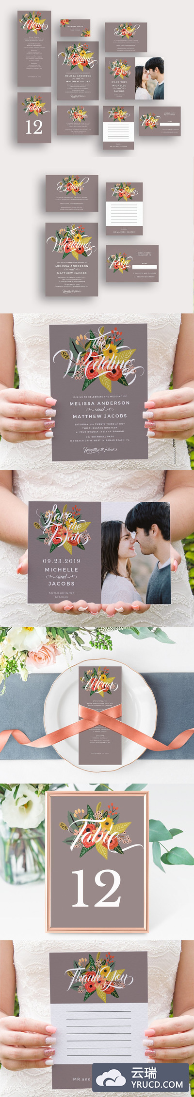 婚礼邀请函模板 In Between the Blooms Invitations