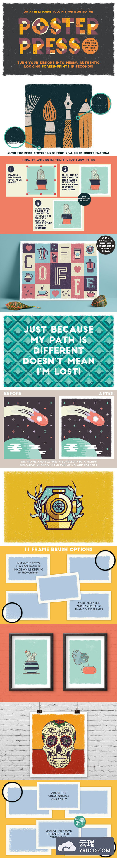 时尚高端简约复古质感的DM宣传单海报设计模板