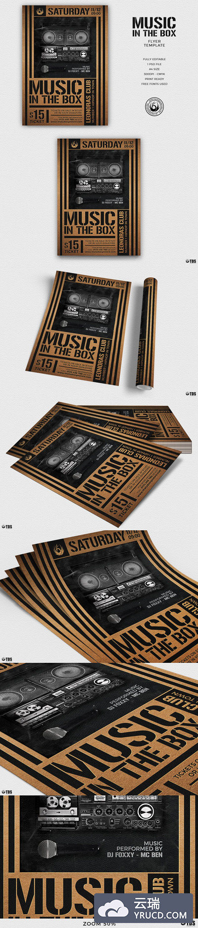 怀旧音乐海报模板 Music in the Box Flyer PSD