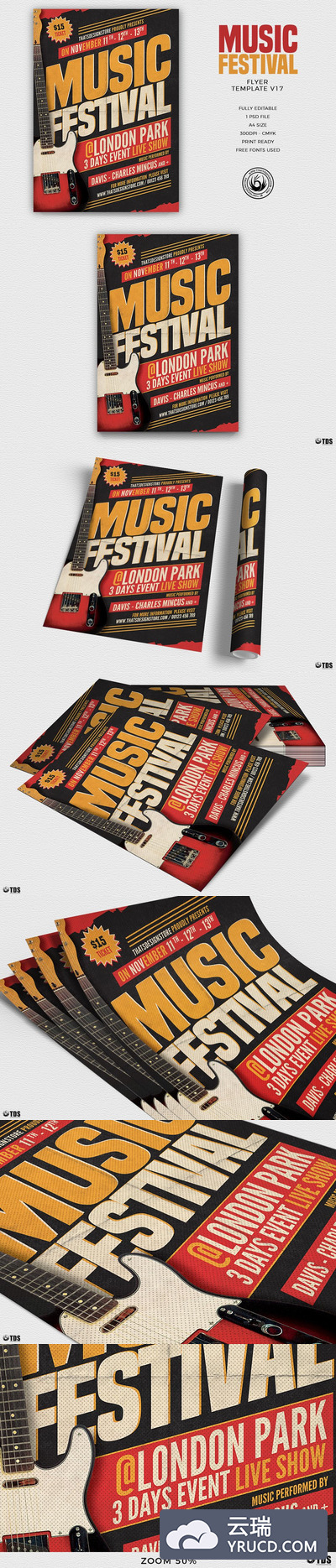 音乐节日海报模板 Music Festival Flyer PSD V17