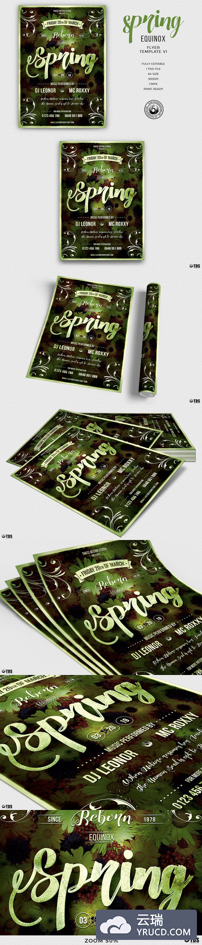 春季背景传单海报PSD模板v1 Spring Equinox Flyer PSD V1