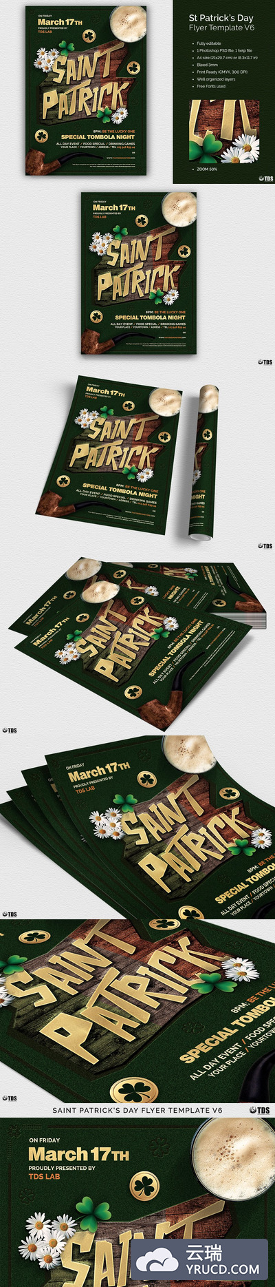 圣帕特里克节海报PSD模板v6 Saint Patricks Day Flyer PSD V6