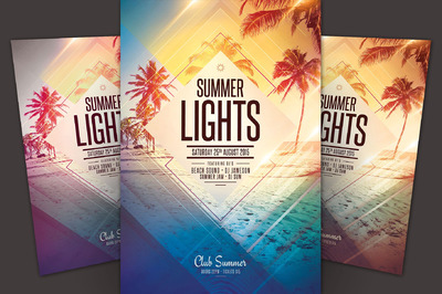 夏季光线传单模板 Summer Lights Flyer Template